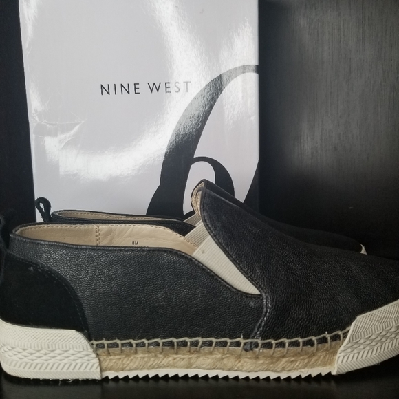 NINE WEST NWORANGES BLACK SLIP ON SHOES Sz 8 - Picture 2 of 10